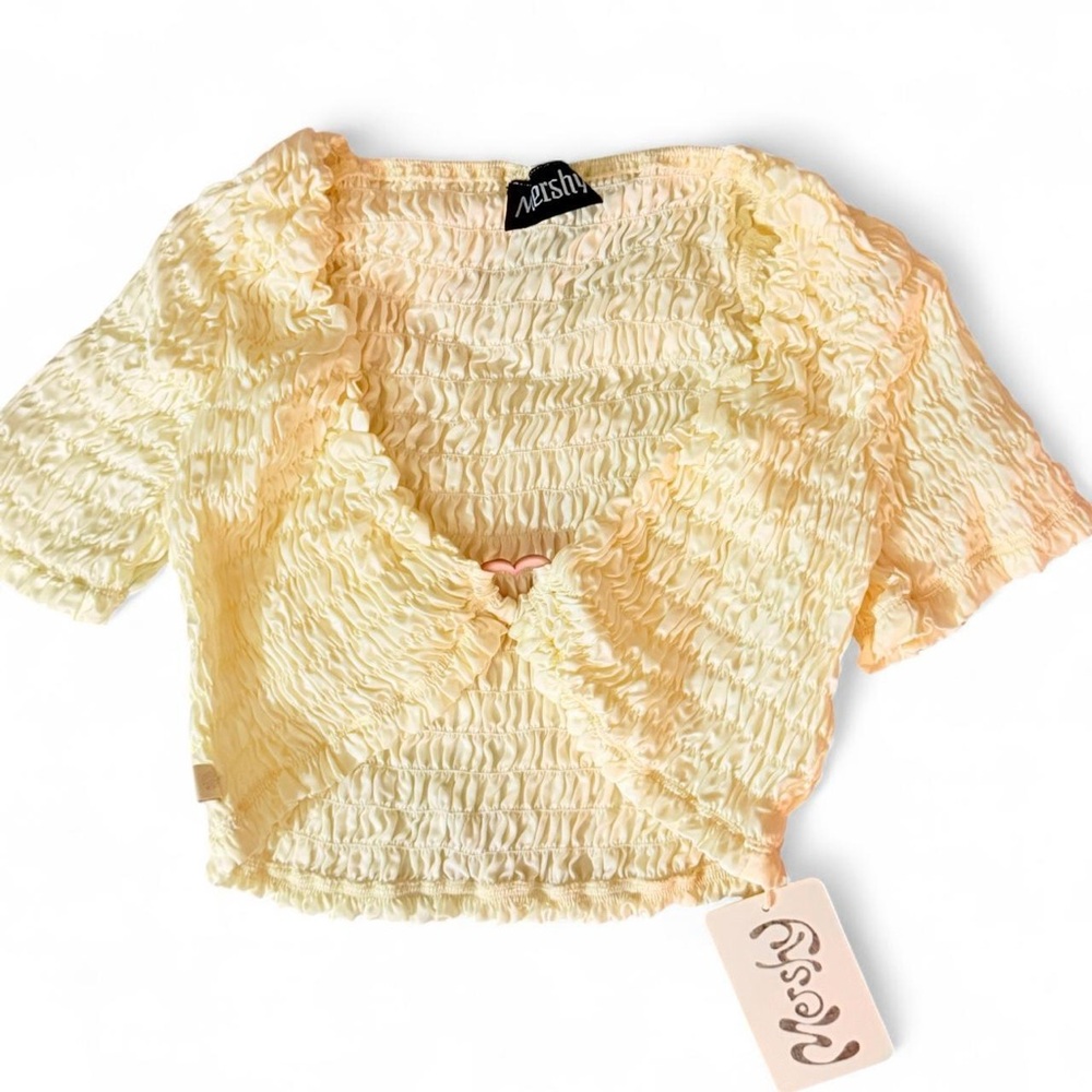 NEST Fragrances Cream Smocked Crop Top